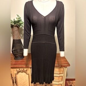 Max Studio Black V Neck Sweater Dress